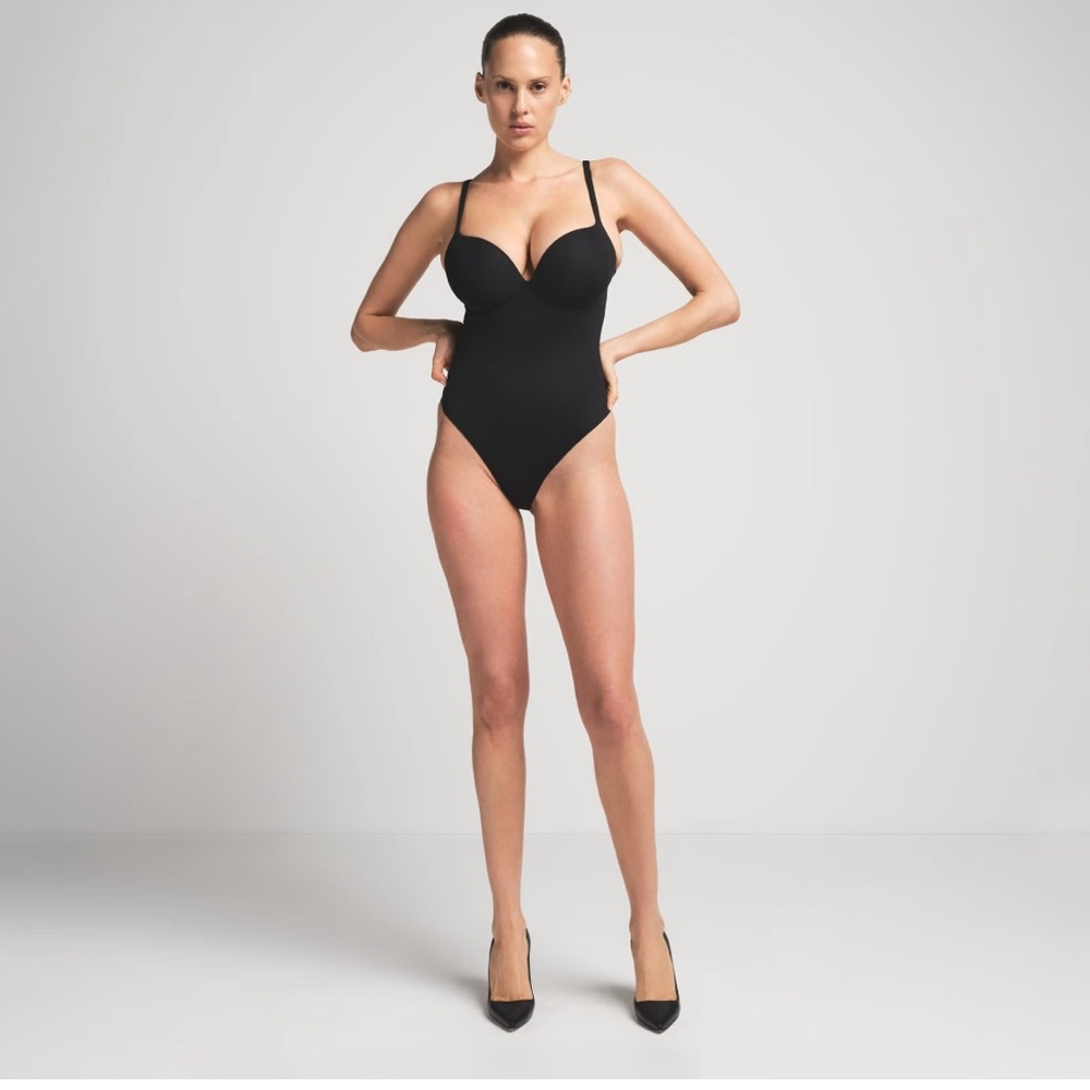 NWT SKIMS SUPER PUSH-UP BRA THONG BODYSUIT BLACK ONYX SIZE 3X